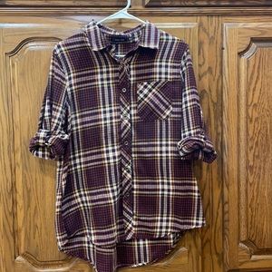 Doe & Rae plaid button-up, size medium, roll tab